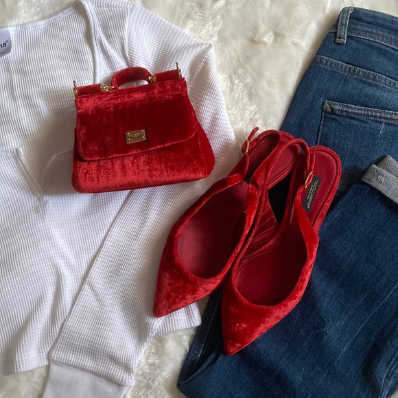 Authentic Dolce & Gabbana Velvet Micro Sicily Bag and Shoes - Picture 1 of 16